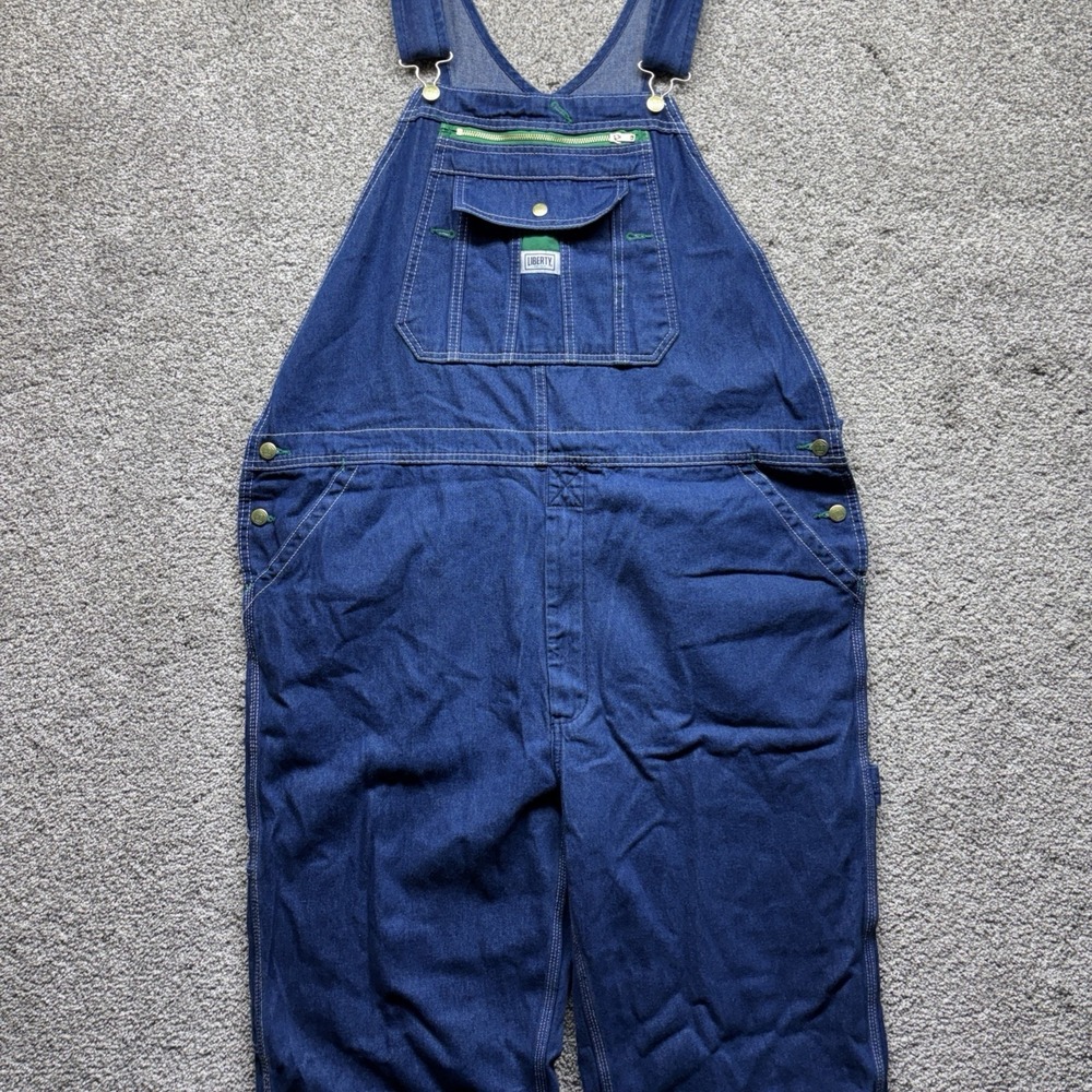 Liberty Overalls Mens Size 44x30 Dark Denim Bibs‎ Carpenter Farm Ranch Work NWT